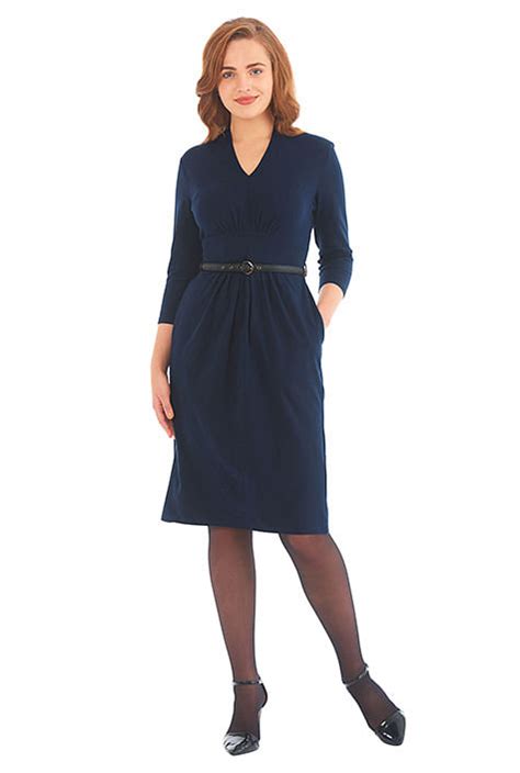 Shop Cotton Knit Sheath Belted Dress Eshakti