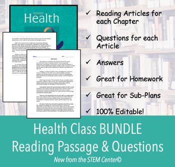 Health Class Bundle - Reading Passage and Questions with Answers (EDITABLE)