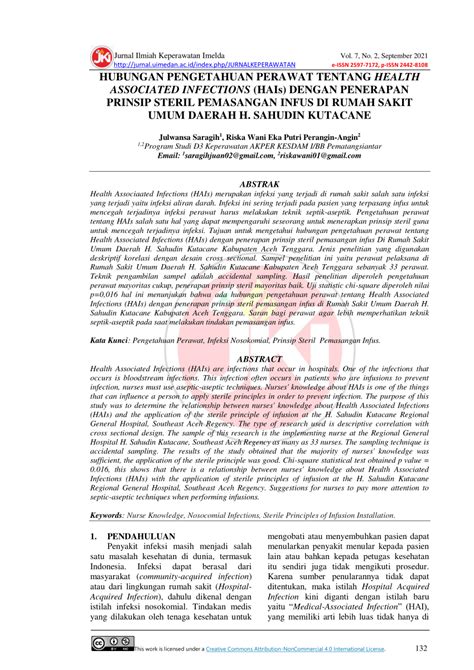 Pdf Hubungan Pengetahuan Perawat Tentang Health Associated Infections