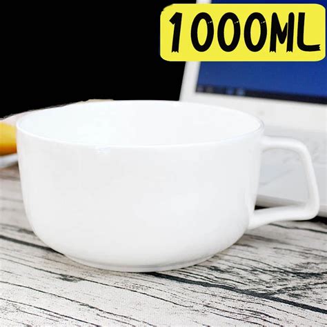 1000ml 33oz duży kubek z pokrywką Bone porcelana ceramiczna białe kubki