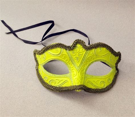 Lovely Yellow Green Masquerade Mask Venetian Style Burlesque