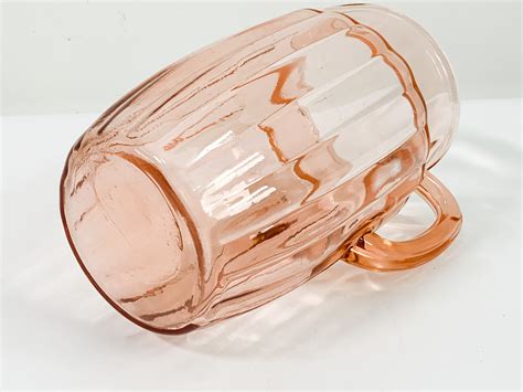 Vintage Pink Depression Glass Pitcher Pillar Optic Pink By Anchor Hocking 1937 1942 Ribbed