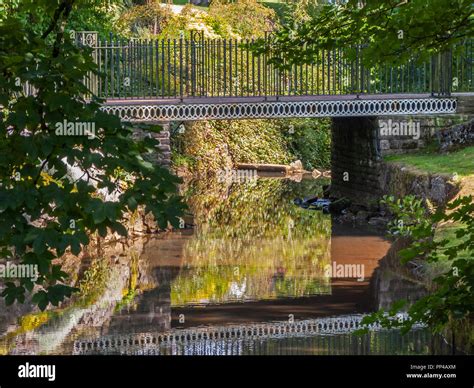 Iron Footbridge Over River Wye Pavilion Gardens Buxton Derbyshire