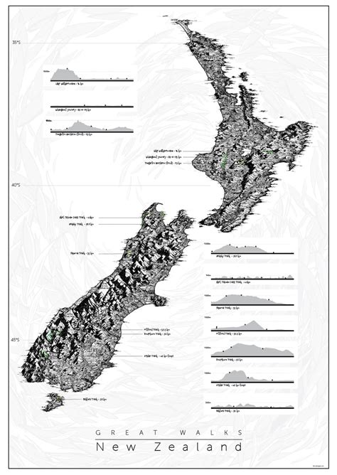 Great New Zealand Walks Denise Map Art