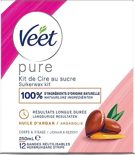 Veet Pure Cire Chaude Au Sucre Et L Huile D Argan Epilation Sans