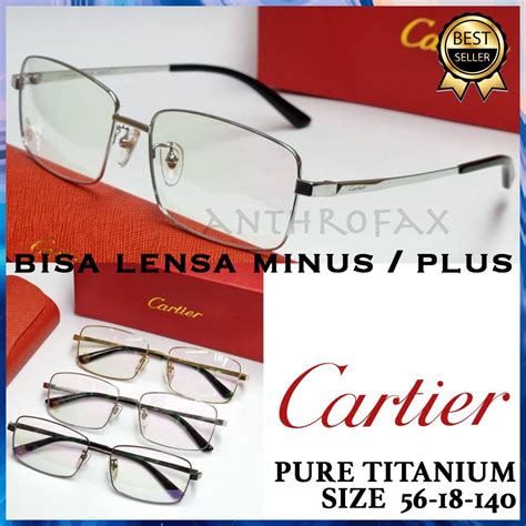 Jual Kacamata Baca Cartier Premium Silver Titanium Frame Minus Plus