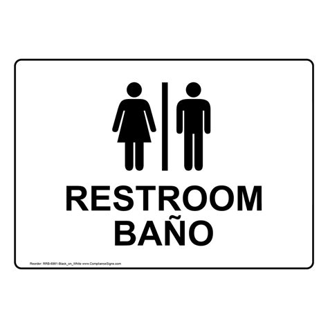 English Spanish Restrooms Unisex Sign Restroom Bano Made In Usa