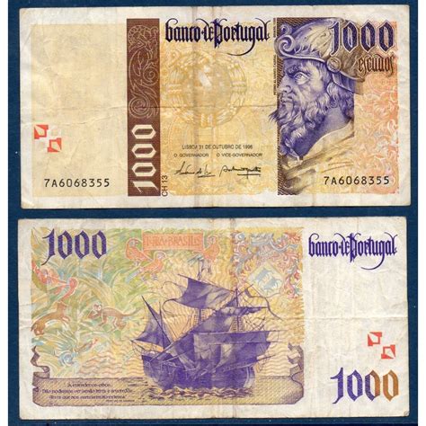 Portugal Pick N188b TB Billet De Banque De 1000 Escudos 1996