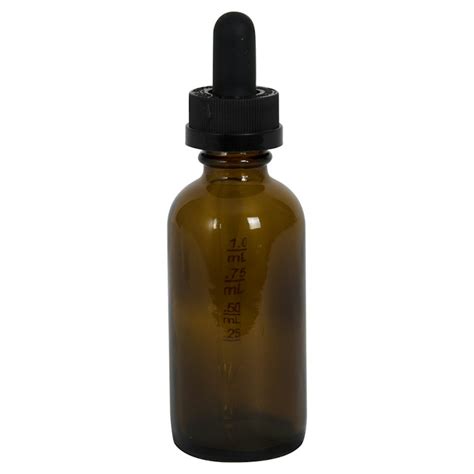 2 Oz Amber Glass Boston Round Bottle With 20 400 Ribbed Black Plastic Crc Dropper Cap With