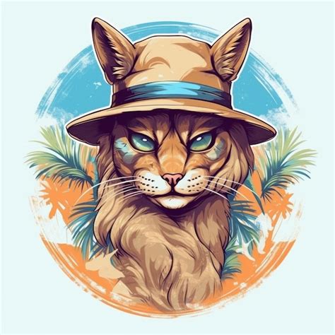 Un Gato Con Sombrero Y Gafas De Sol Logo E Ilustraci N Foto Premium