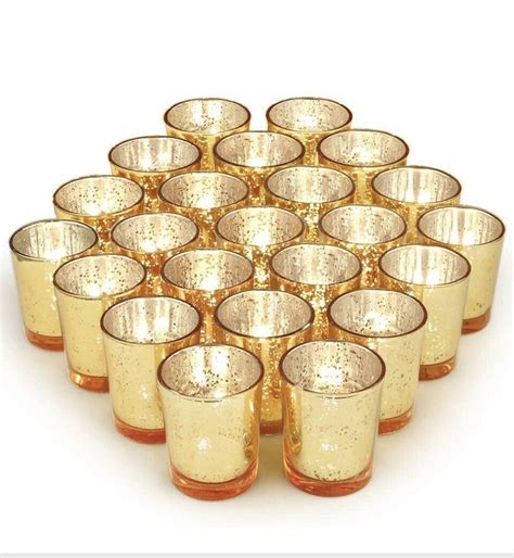 Volens Gold Party Decorations 72pcs Mercury Glass Gold Votive Candle