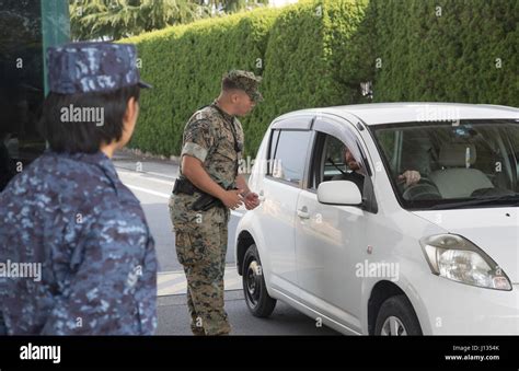 U S Marines With The Provost Marshals Office And Japanese Sentries