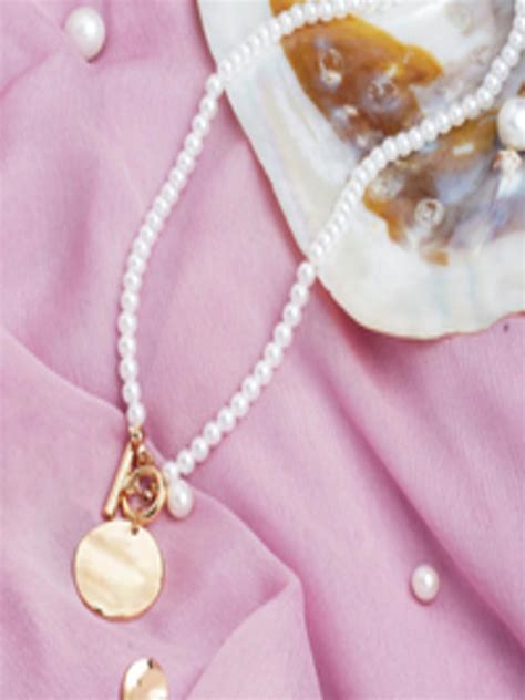 Buy Ami Gold Plated And White Pearls Beaded Necklace Set Jewellery Set