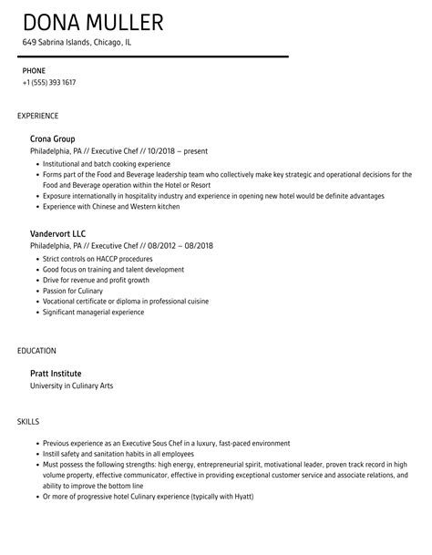 Executive Chef Resume Samples Velvet Jobs