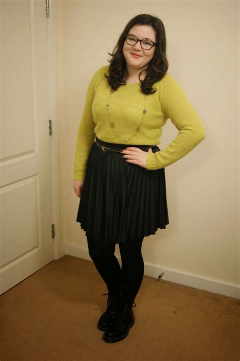 Wearing Lime Green And Doc Martens Blackest Black Pleated Skirts