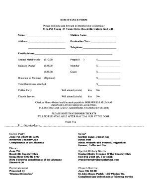 Fillable Online Bgh On REMITTANCE FORM Brockville General Hospital