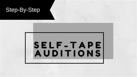 How To Do A Self Tape Audition Step By Step Youtube