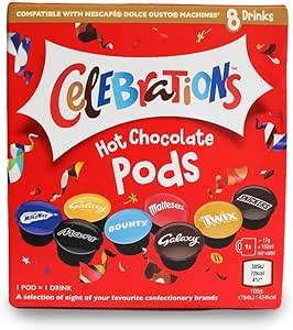 Celebrations Hot Chocolate Dolce Gusto Compatible Pods Twix Mars Bounty Snickers Galaxy