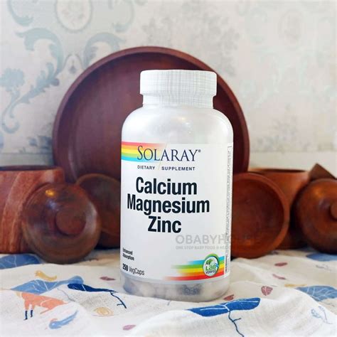 Solaray Calcium Magnesium Zinc 250 Veg Caps Obabyhouse