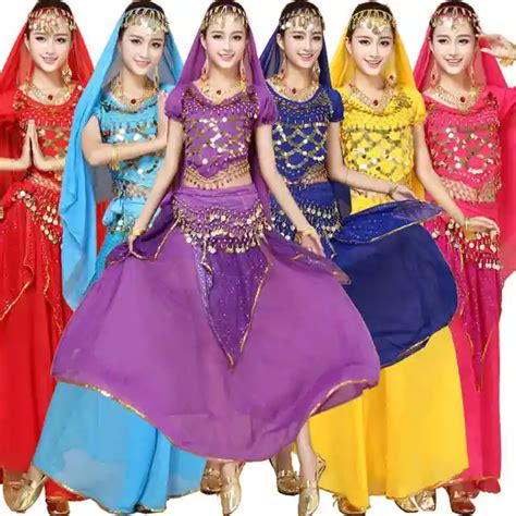 4pcs Sets India Egypt Belly Dance Costumes Bollywood Costumes Indian Dress Bellydance Dress Lady