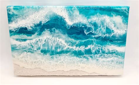 Resin Waves On Canvas Crashing Wave Seascape Resin Ocean Etsy Uk