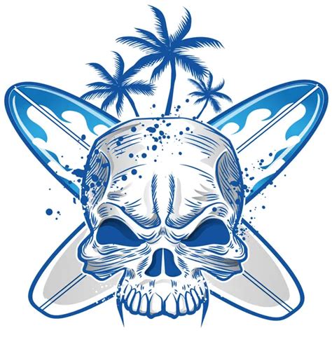 Punk Surfer Skull With Surfboard Stock Vector Image By ©doomko 149341660