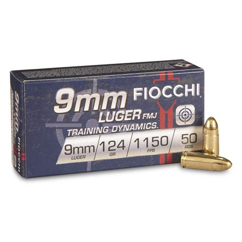 Fiocchi Pistol Shooting Dynamics 9mm FMJ 124 Grain 50 Rounds