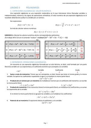 Calaméo 3º ESO Acad Unidad 3 Polinomios