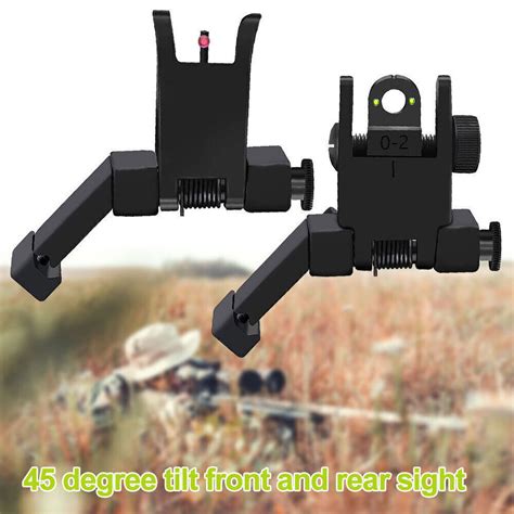 Fiber Optics Iron Sights Flip Up Front And Rear Sights Degree Offset