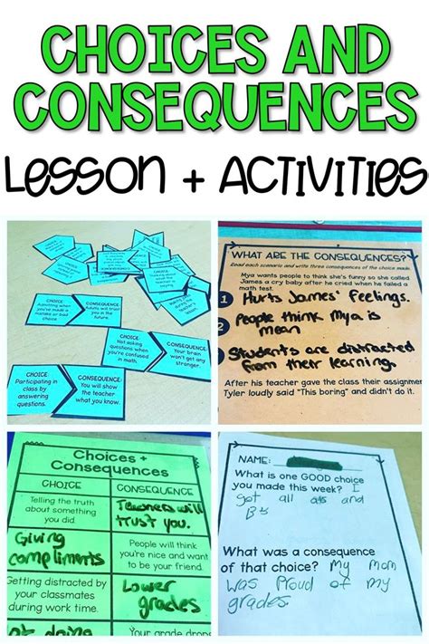 Choices And Consequences Lesson Plan And Activities Choices And