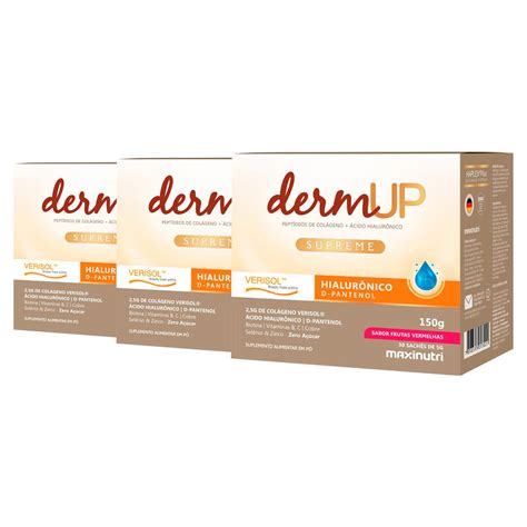 Kit 3 Dermup Supreme Verisol Maxinutri 30 sachês Frutas Vermelhas Edin