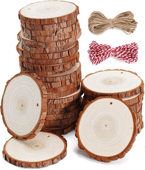 Fuyit Natural Wood Slices Pcs Cm Drilled Hole Unfinished Log