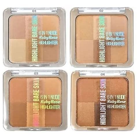 Iluminador Pó Bare Skin Nude 6 Em 1 Nude Ruby Rose Hb 7214 Shopee Brasil