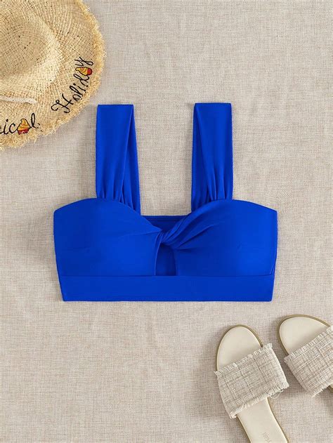 Shein Swim Summer Beach Women S Twist Front Bikini Top Shein Uk