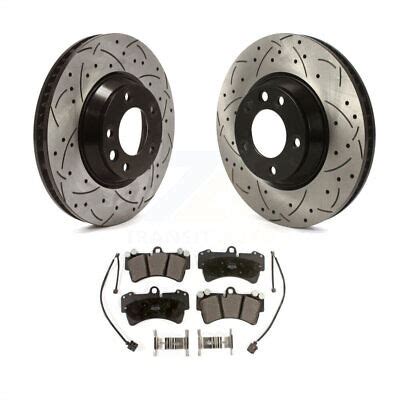 Front Drilled Slot Brake Rotor Semi Metallic Pad Kit For Audi Q