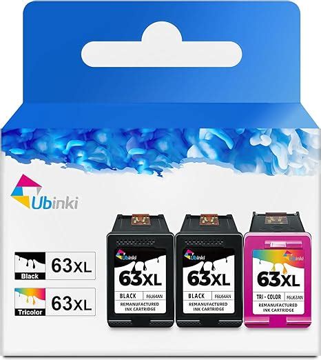 Ubinki Remanufactured Ink Cartridge Replacement For Hp 63xl 2 Black And 1 Color 3