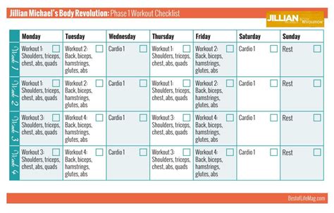 Jillian Michaels Body Revolution Workout Calendar Pdf | EOUA Blog