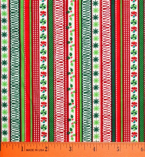 Christmas Stripe Fabric Sold By The Half Yard Continuous Cut