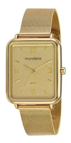 Reloj pulsera Mondaine Relógio Mondaine Masculino aço quadrado dourado