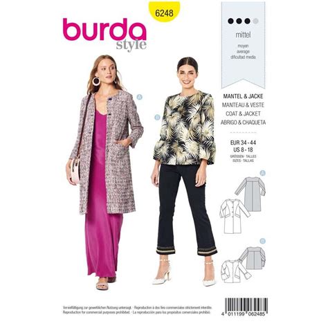 Patron Burda Manteau Et Veste Femme Sans Col