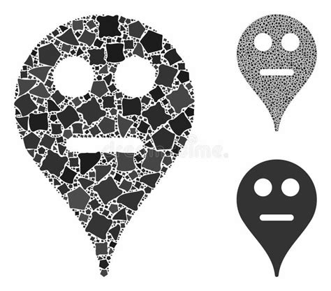 Neutral Smiley Map Marker Composition Icon Of Irregular Pieces Stock