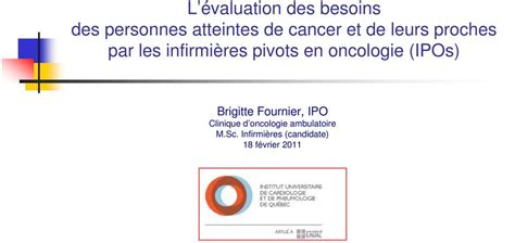 L Valuation Des Besoins Des Personnes Atteintes De Cancer Et De Leurs