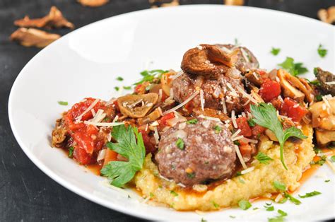 Beef Meatball And Mushroom Polenta With Rich Porcini Ragout And Asiago Cheese Recipe Beef