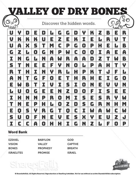 Ezekiel 37 Valley of Dry Bones Bible Word Search Puzzles