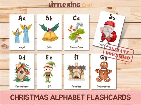 Christmas Alphabet Flashcard With Pictures Christmas Etsy Christmas