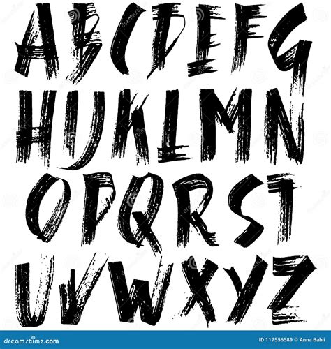 Grunge Distress Font Modern Dry Brush Ink Letters Handwritten