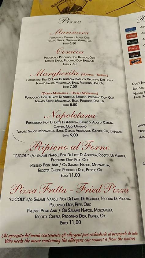 Menu Da L Antica Pizzeria Da Michele Bologna Bologna