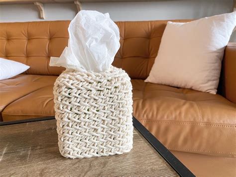 The Tim Macrame Tissue Box Cover Etsy