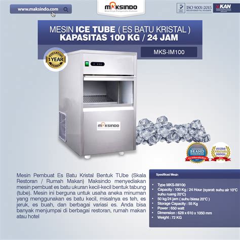 Mesin Ice Tube Es Batu Kristal Kapasitas Kg Jam Mks Im Toko