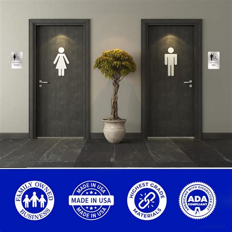 Ada Restroom Sign Unisex Restroom Wheelchair Accessible 6x9 Inches Vizilok